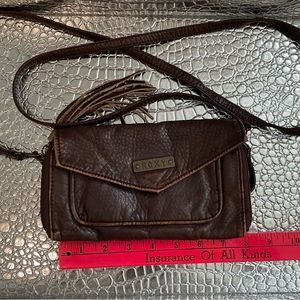 Y2K Roxy Brown Leather Tassel Cross Body Purse Cheap Purse
